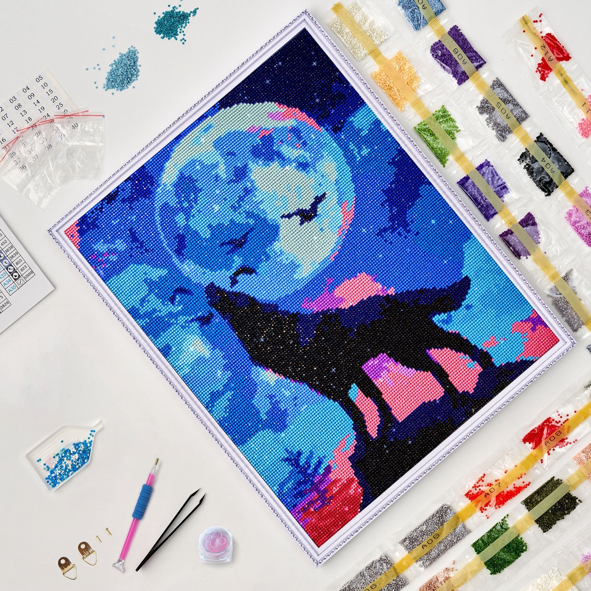 5D Diamond Painting 40x50 cm | Full moon (LG230e) – Diamond painting | Varvikas.Shop