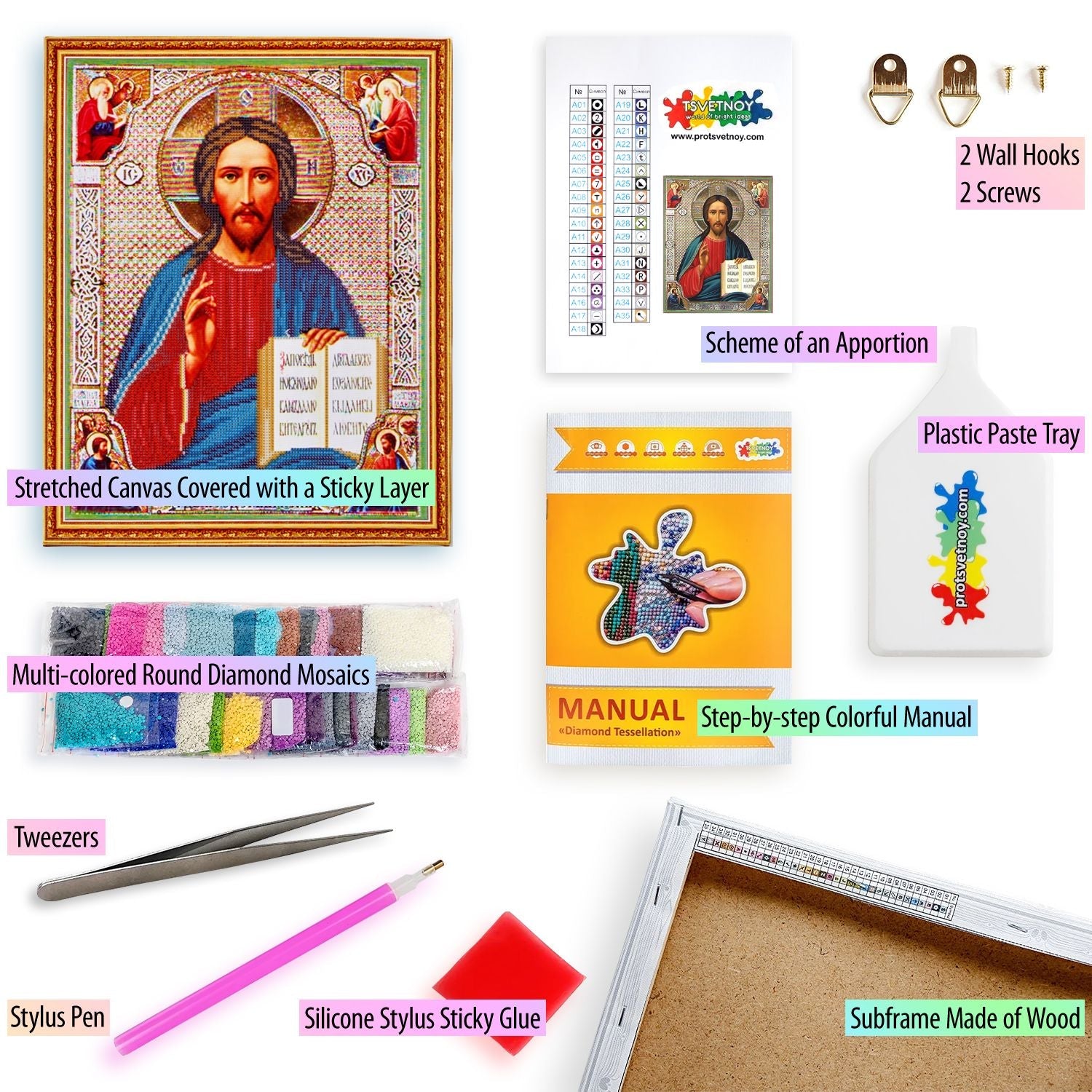 5D Diamond Painting 40x50 cm | Icon of Jesus Christ (LGP025e) – Diamond painting | Varvikas.Shop