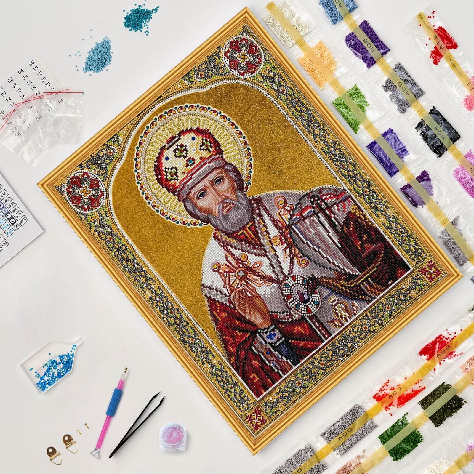 5D Diamond Painting 40x50 cm | Icon of St. Nicholas (LGPS003e) – Diamond painting | Varvikas.Shop