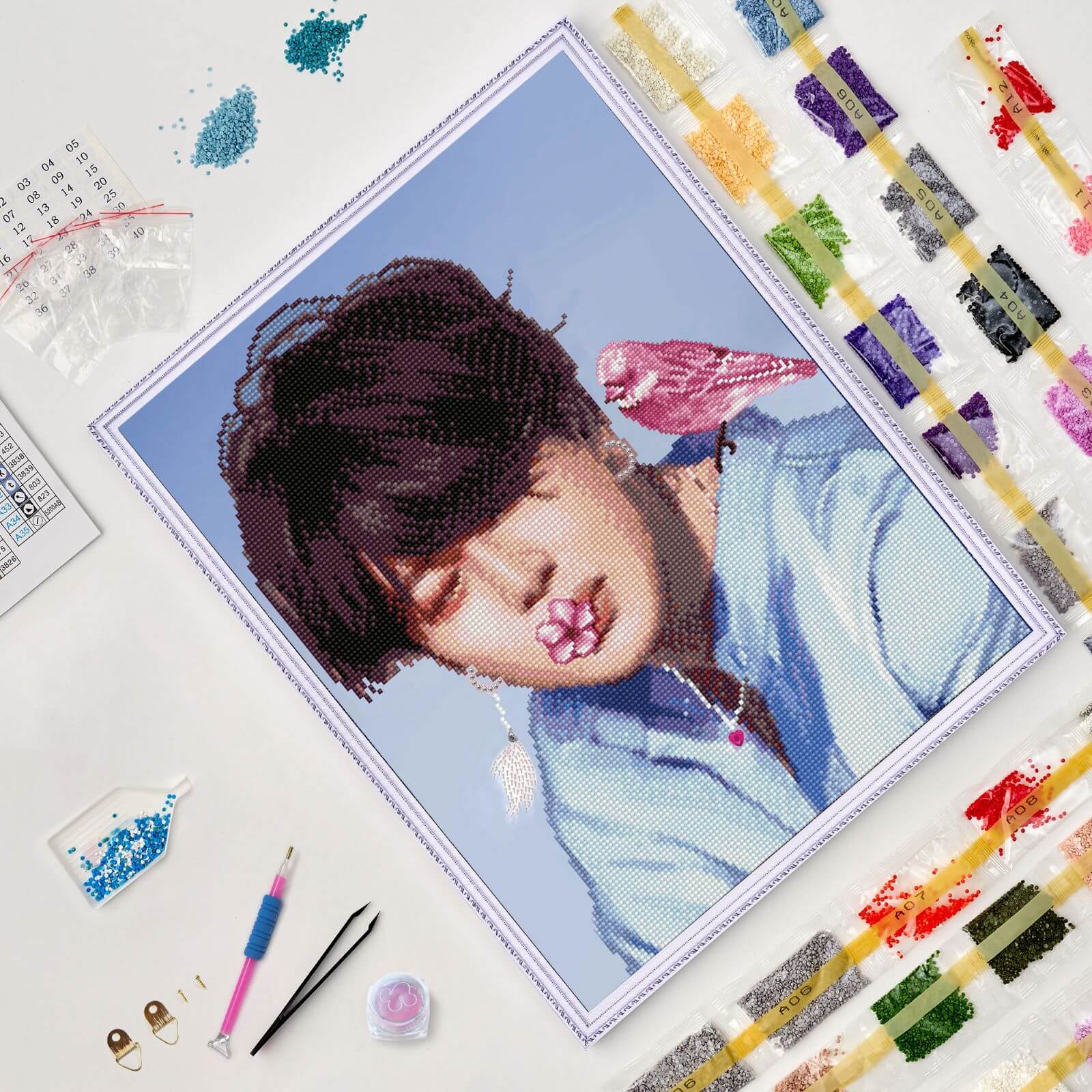 5D Diamond Painting 40x50 cm | Jimin with a bird (LG340e) – Diamond painting | Varvikas.Shop