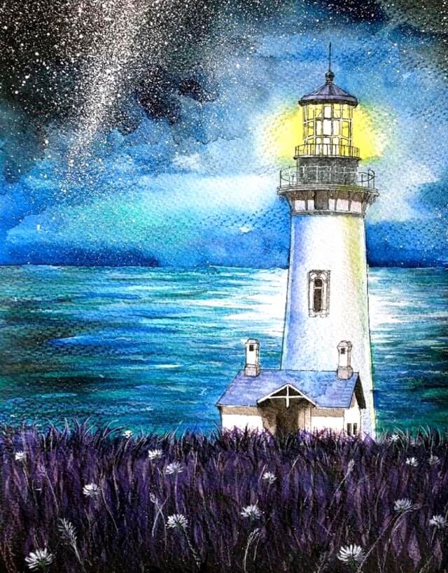 5D Diamond Painting 40x50 cm | Lighthouse in the Night (LG060e) – Diamond painting | Varvikas.Shop
