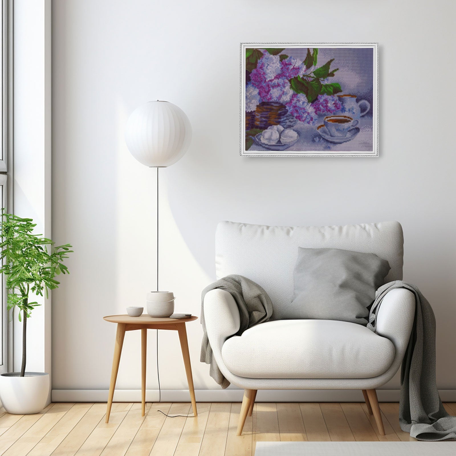 5D Diamond Painting 40x50 cm | Lilac Flowers in a Basket (LG082e) – Diamond painting | Varvikas.Shop