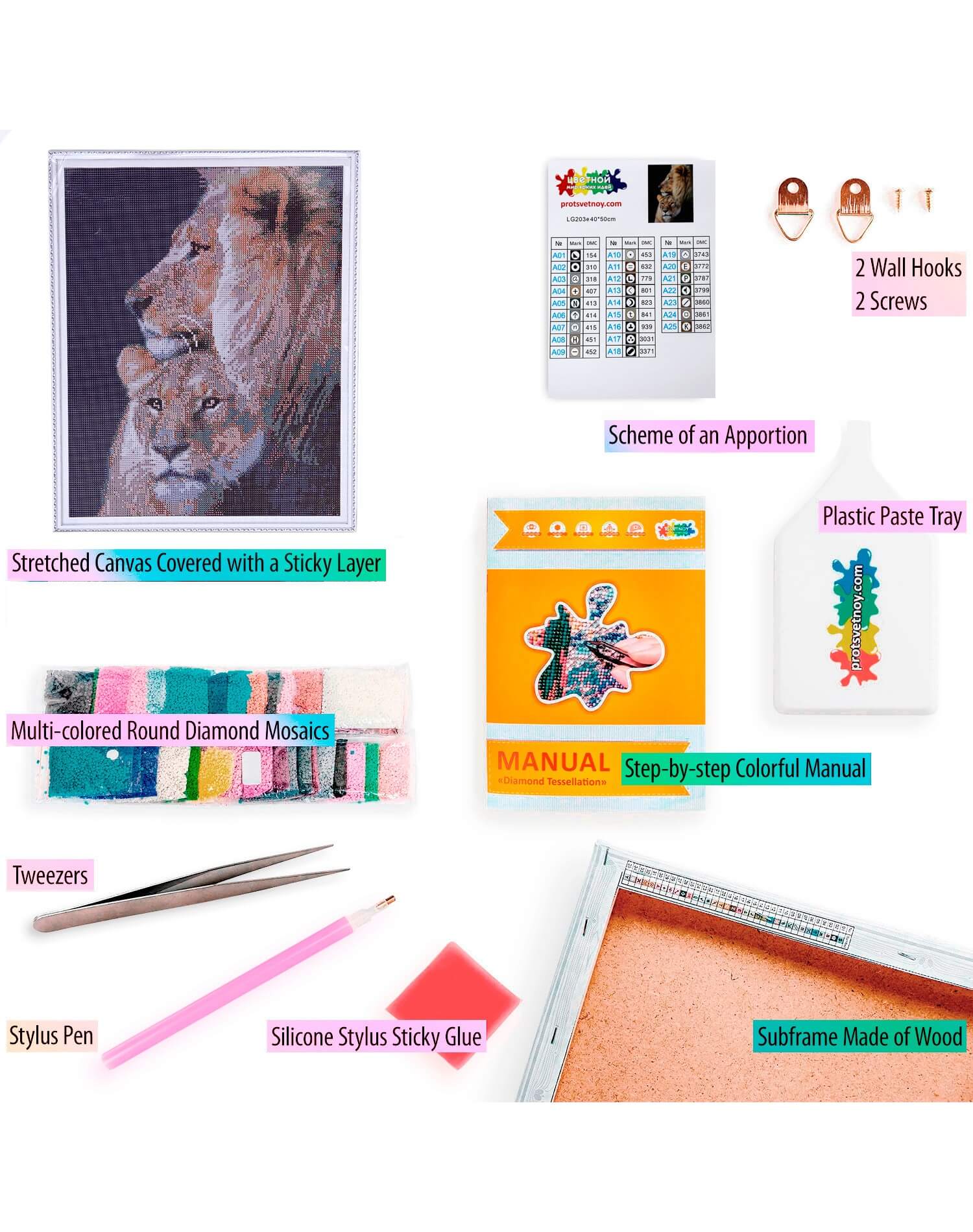 5D Diamond Painting 40x50 cm | Lion Family (LG203e) – Diamond painting | Varvikas.Shop