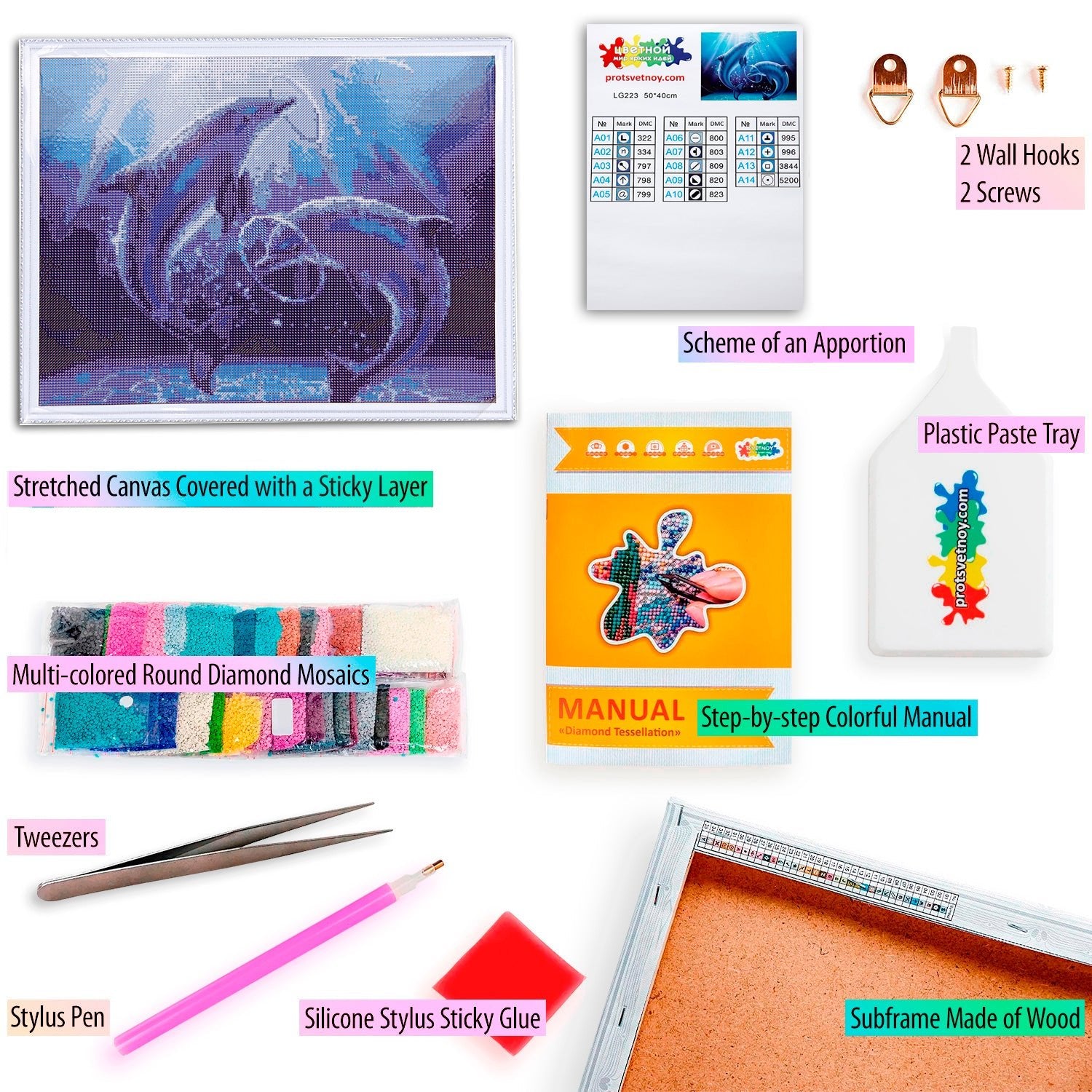 5D Diamond Painting 40x50 cm | Playing Dolphins (LG223e) – Diamond painting | Varvikas.Shop
