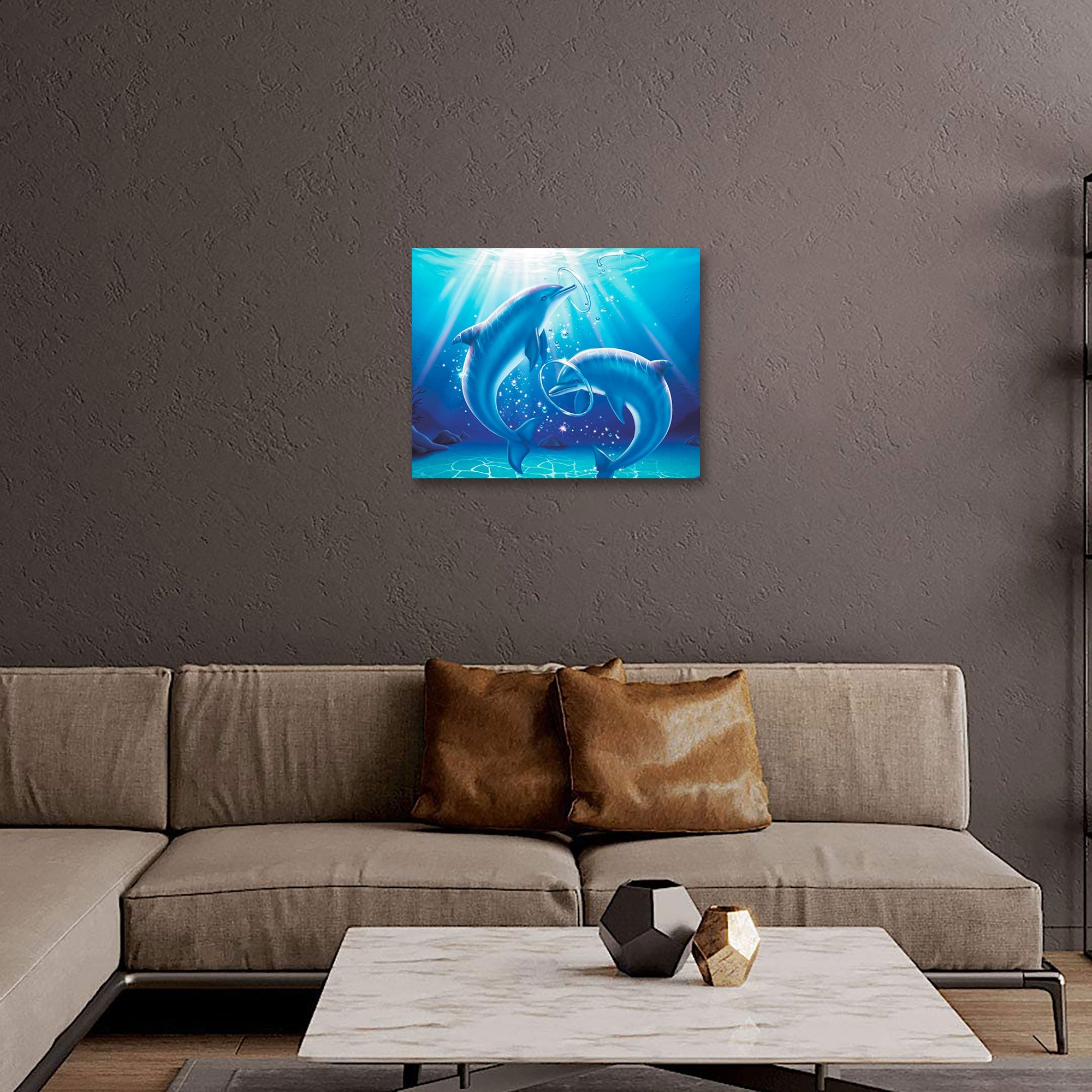 5D Diamond Painting 40x50 cm | Playing Dolphins (LG223e) – Diamond painting | Varvikas.Shop