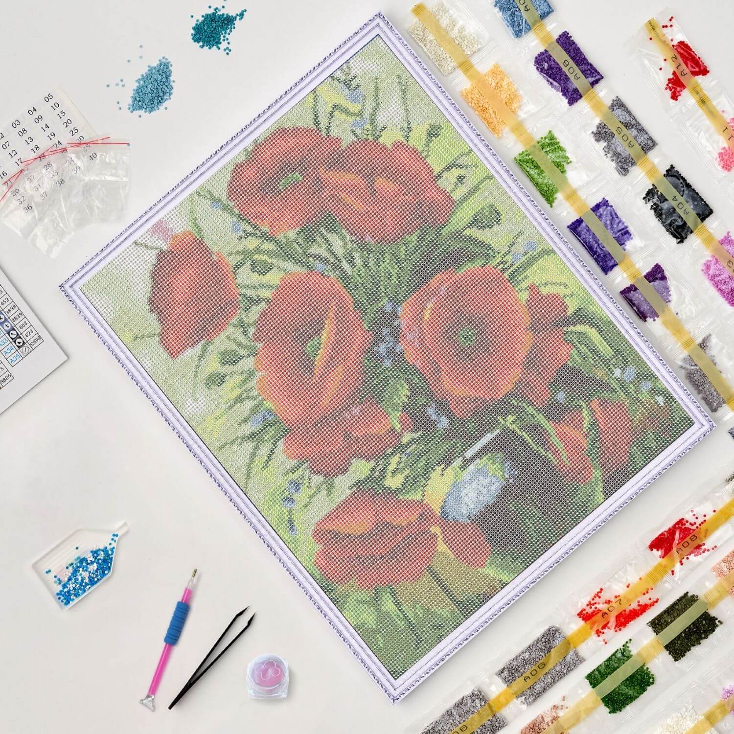 5D Diamond Painting 40x50 cm | Poppies Bouquet (LG231e) – Diamond painting | Varvikas.Shop