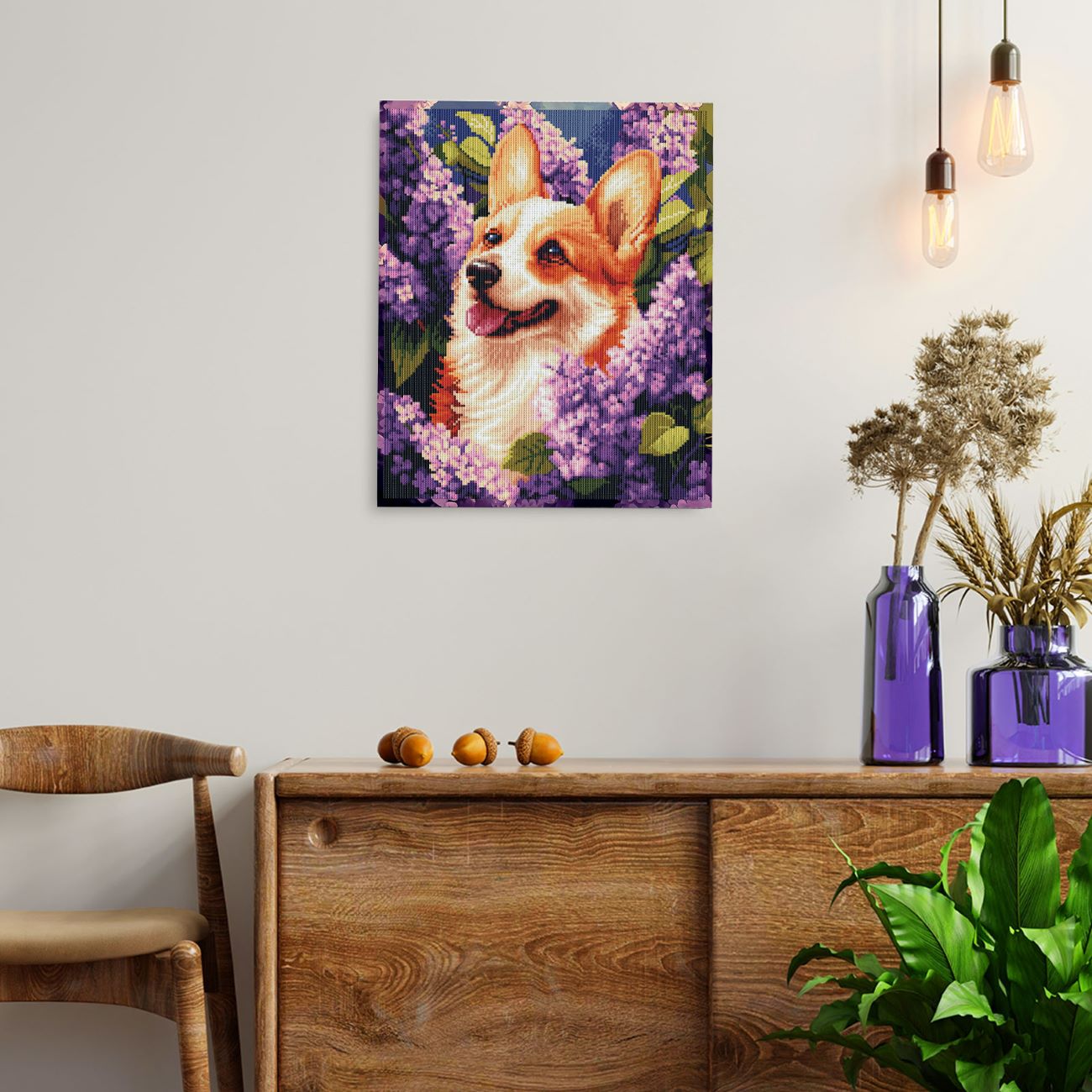 5D Diamond Painting 40x50 cm | Springtime Corgi (LG363e) – Diamond painting | Varvikas.Shop
