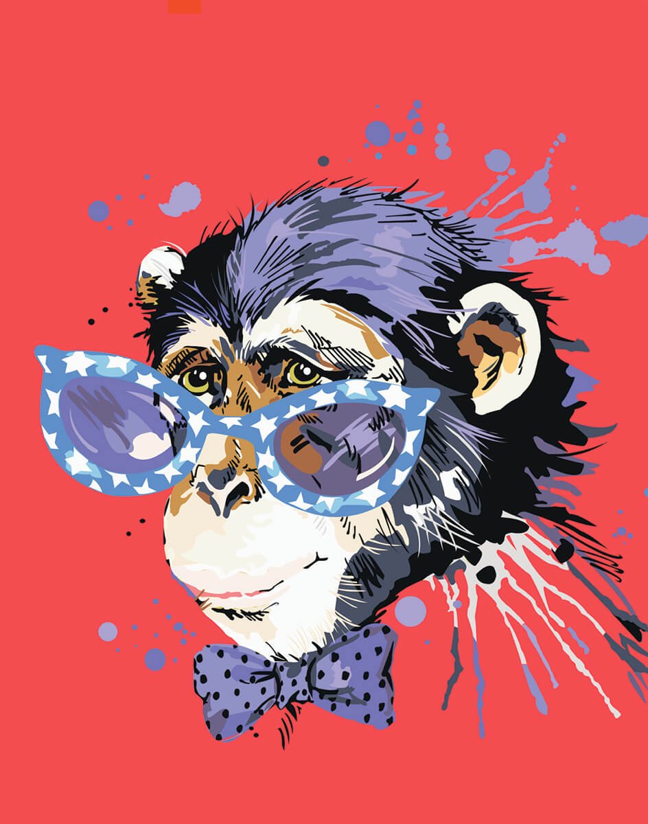 5D Diamond Painting 40x50 cm | Stylish Monkey (LG188e) – Diamond painting | Varvikas.Shop