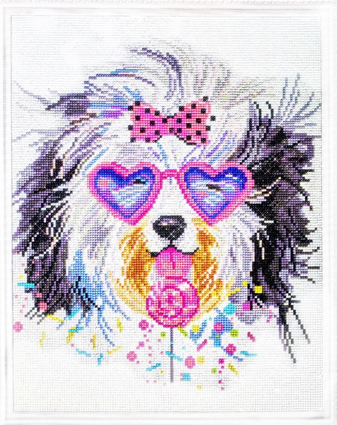 5D Diamond Painting 40x50 cm | Stylish Yorkie (LG219e) – Diamond painting | Varvikas.Shop