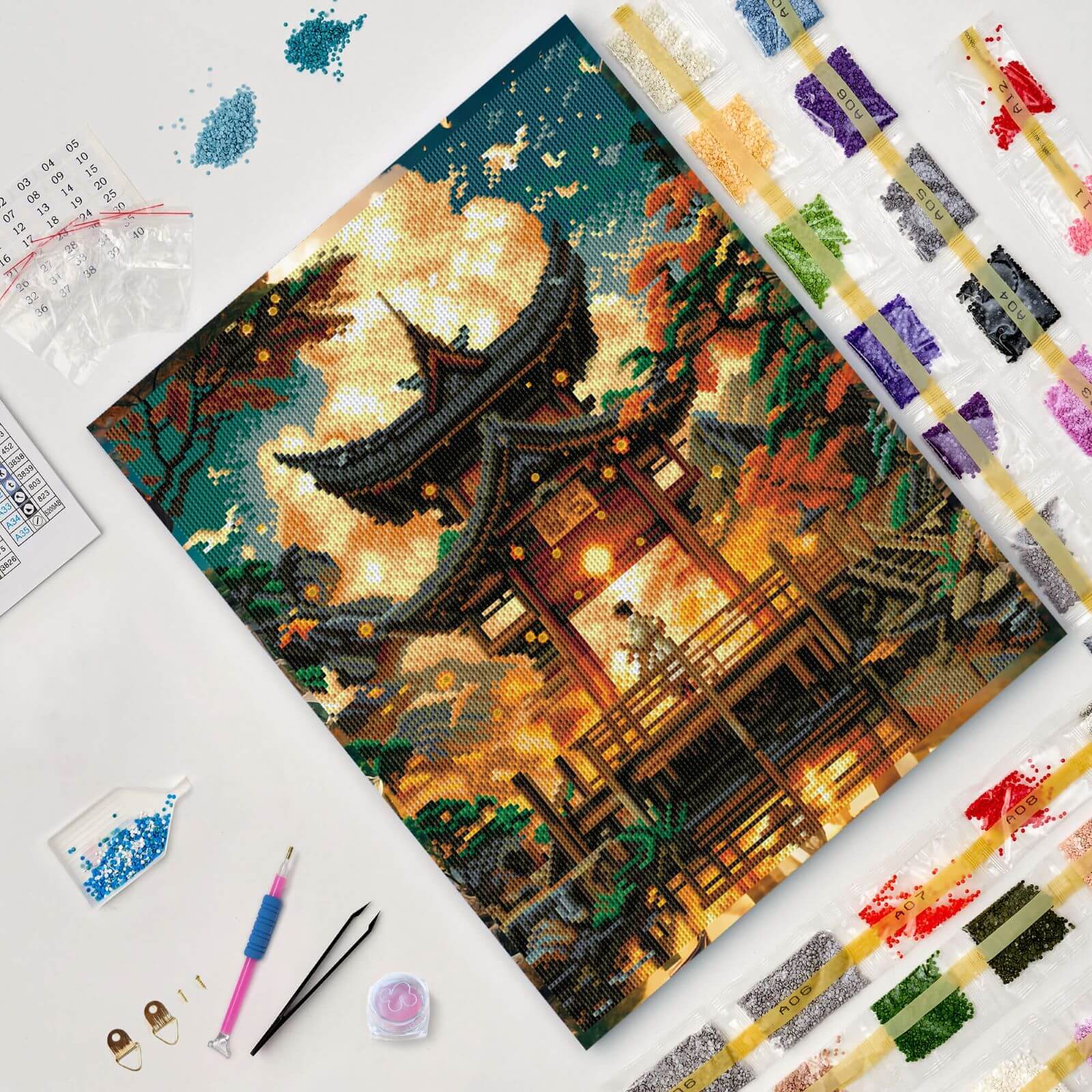 5D Diamond Painting 40x50 cm | Temple in the Mountains (LG361e) – Diamond painting | Varvikas.Shop