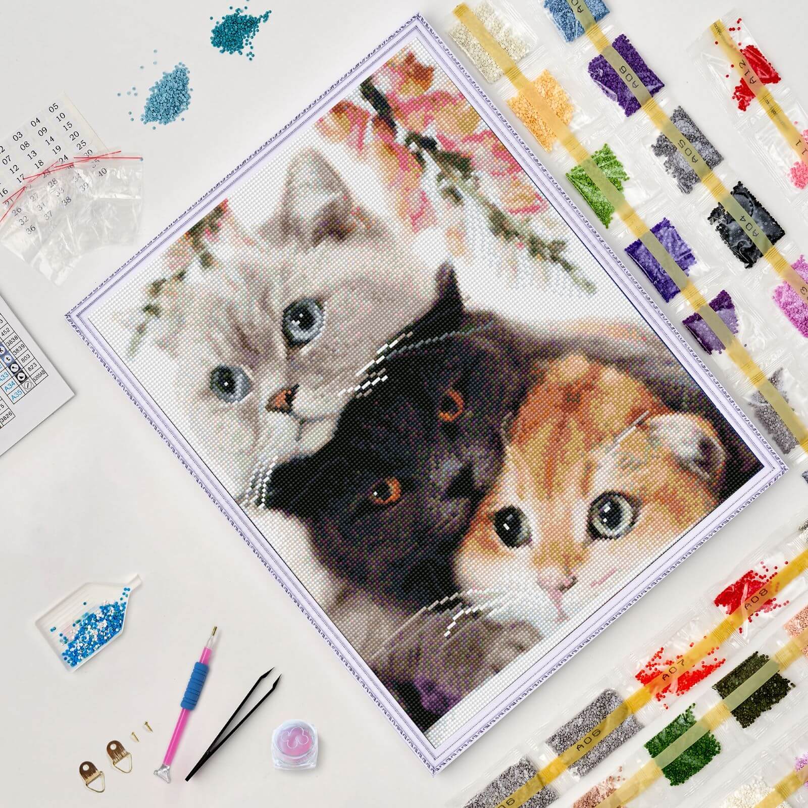 5D Diamond Painting 40x50 cm | Three Kittens (LG299e) – Diamond painting | Varvikas.Shop