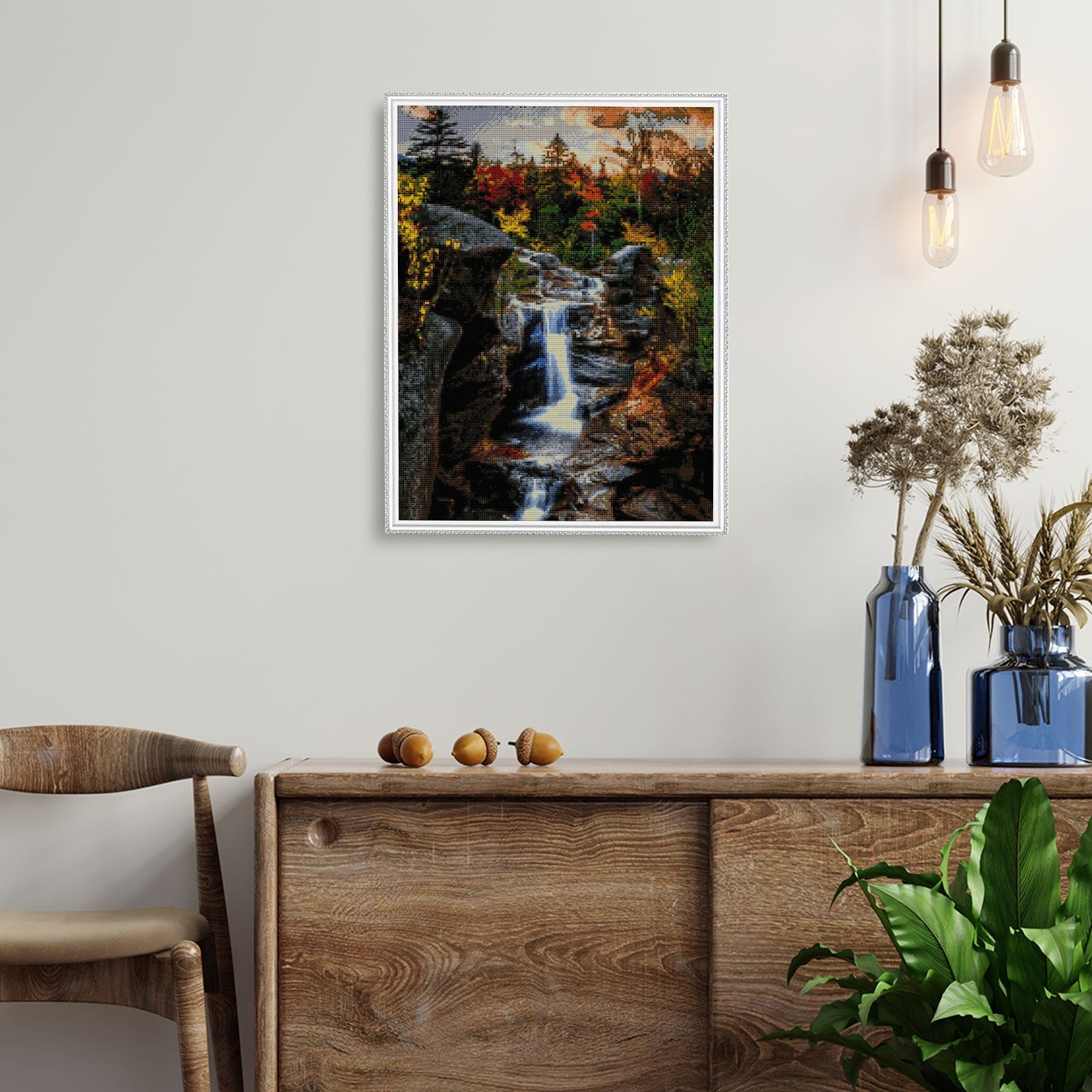 5D Diamond Painting 50x65 cm | Forest Waterfall (LMC035e) – Diamond painting | Varvikas.Shop