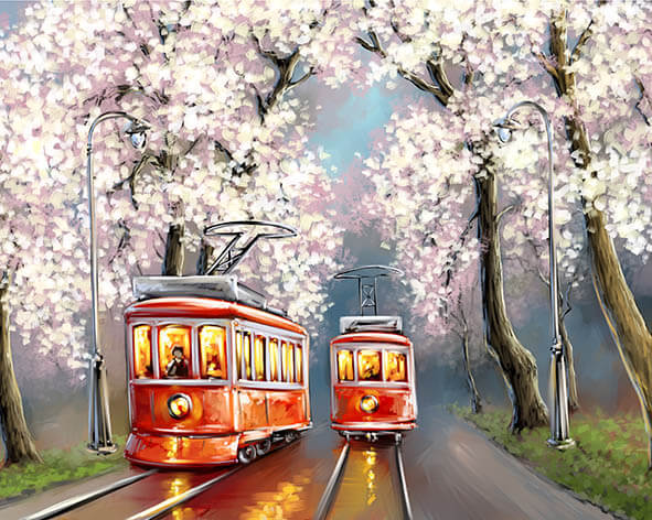 5D Diamond Painting 50x65 cm | Spring Trams (LMC291e) – Diamond painting | Varvikas.Shop