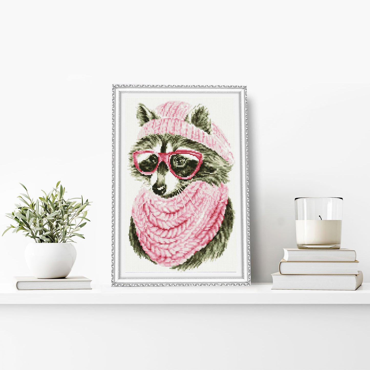 Diamond painting - LC009e - Raccoon with glasses