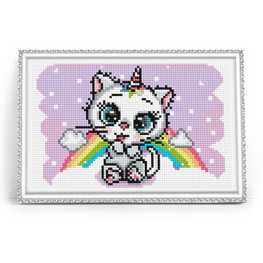 Diamond painting - LC039e - Cute Unicorn Kitten Image 1