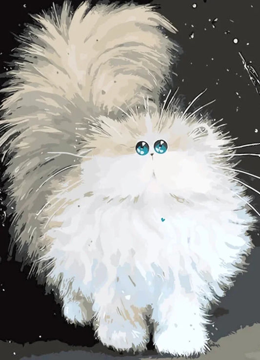 Diamond painting - LE085e - Cute Fluffy Cat Image 1