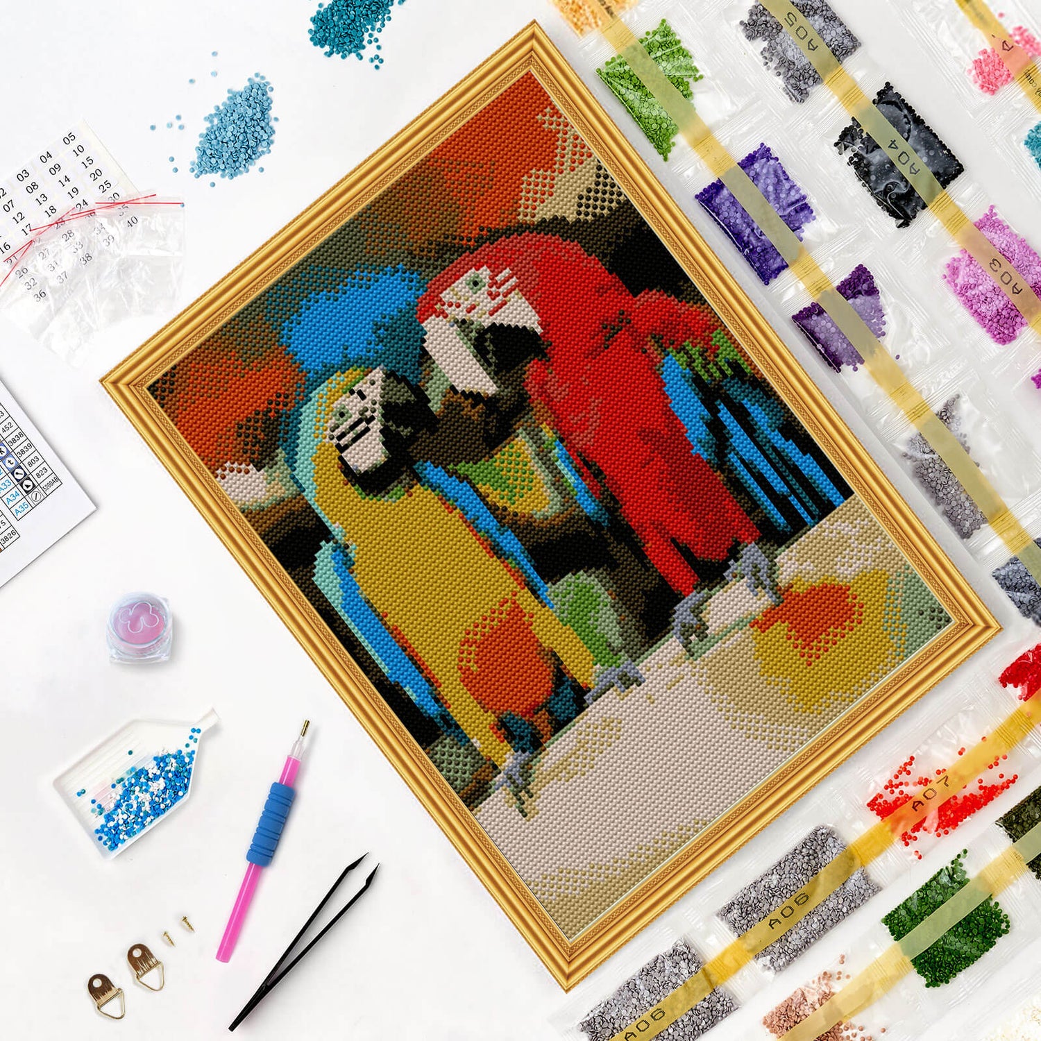 Diamond painting - LE106e - Ara Parrots Image 5