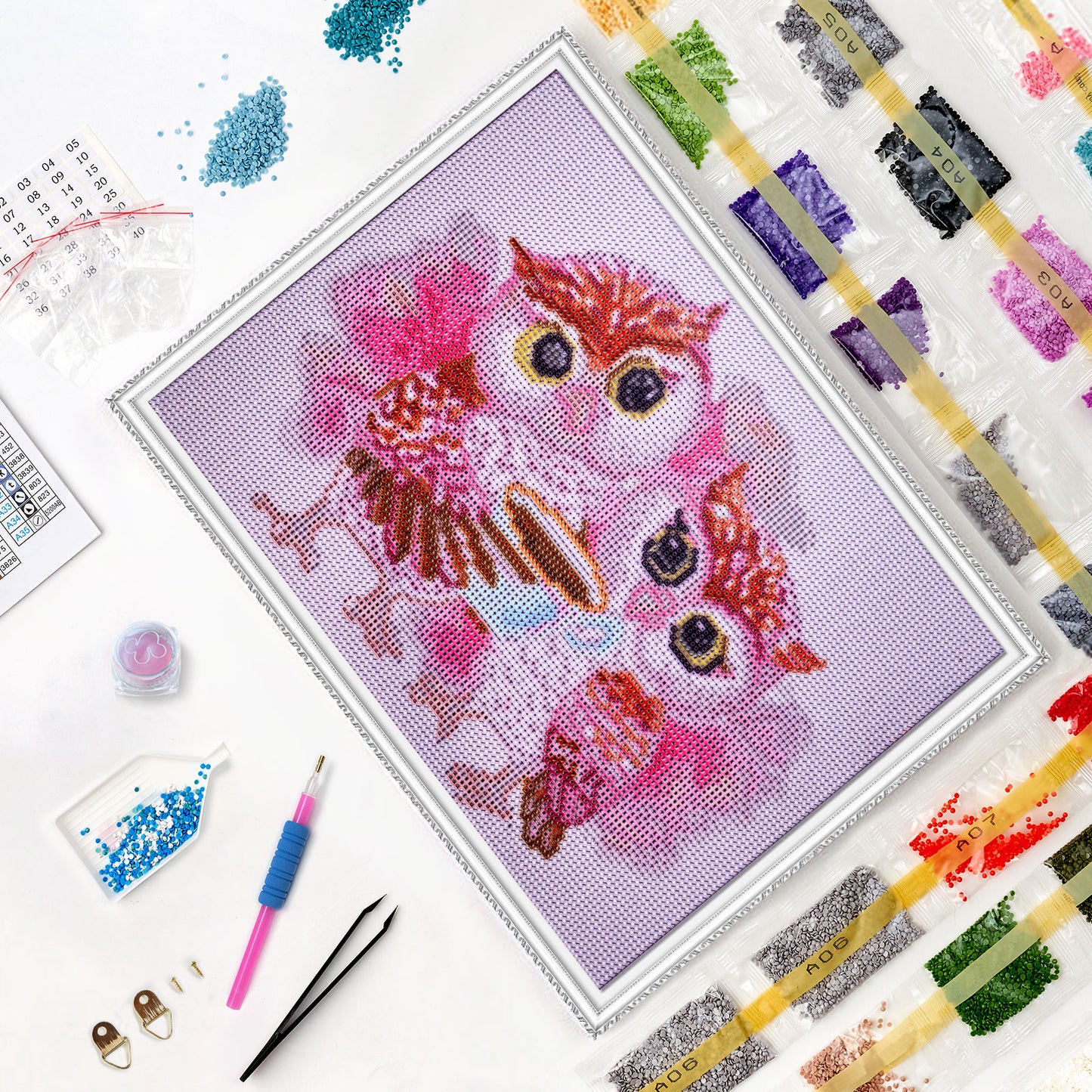 Diamond Painting - LE121e - Cute Owls