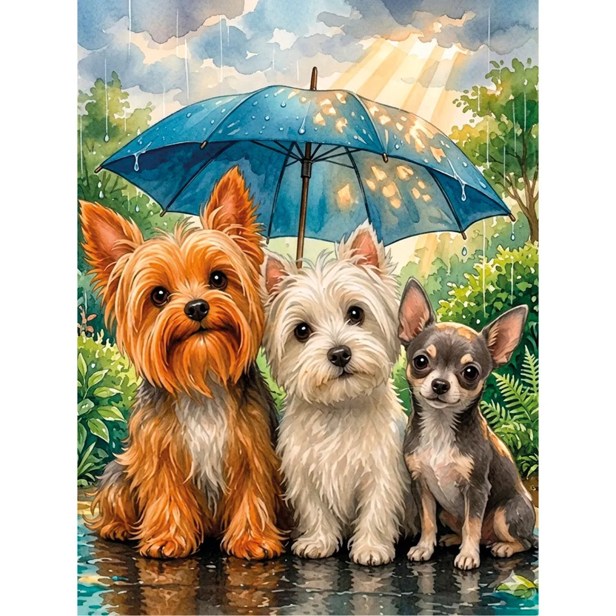 5D Diamond Painting 30×40 cm, Three Fluffy Friends (LE180e )