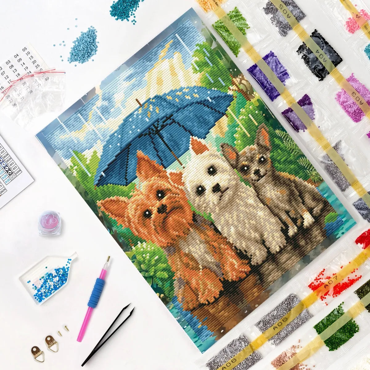 5D Diamond Painting 30×40 cm, Three Fluffy Friends (LE180e )