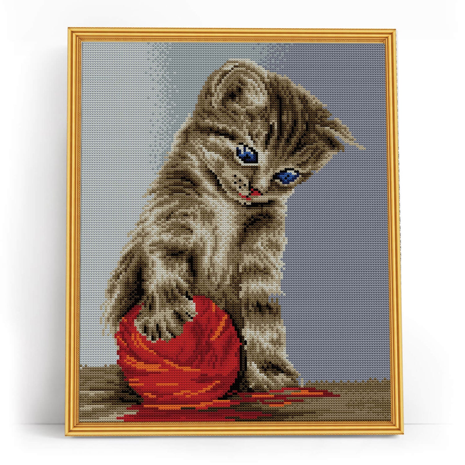 Diamond painting - LG012e - Kitten with a red clew Image 1