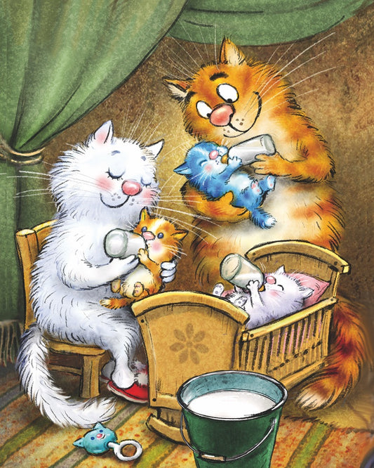 Diamond painting - LG277e - Cats - Happy Family Image 1