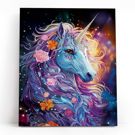 Diamond painting - LGPS004e - Unicorn in flowers