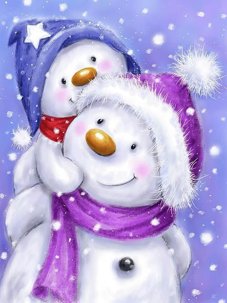 Painting by numbers - ME1140e - Happy Snowman Family Image 1