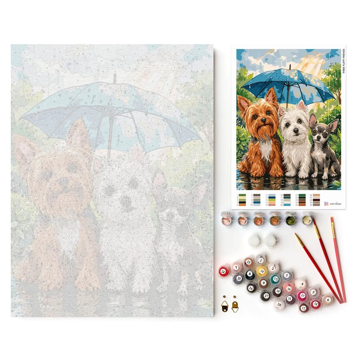 Malen nach Zahlen 20×30 cm, Drei flauschige Freunde (ME1195e)