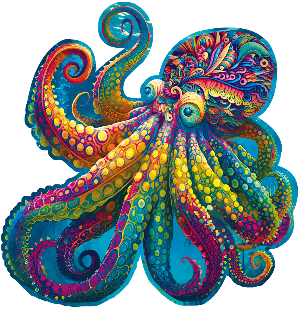 Wooden puzzles - PW019e - Rainbow octopus Image 1