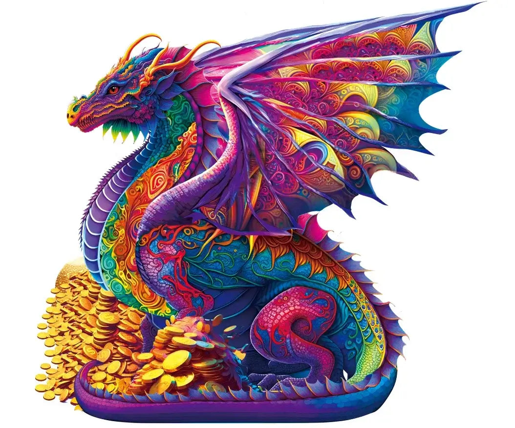 Wooden puzzles - PW022e - Winged dragon Image 1