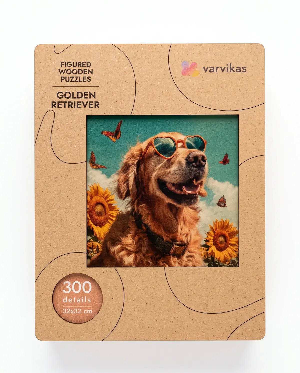 Wooden Jigsaw Puzzle 300 pcs, Golden Retriever (PW061e)