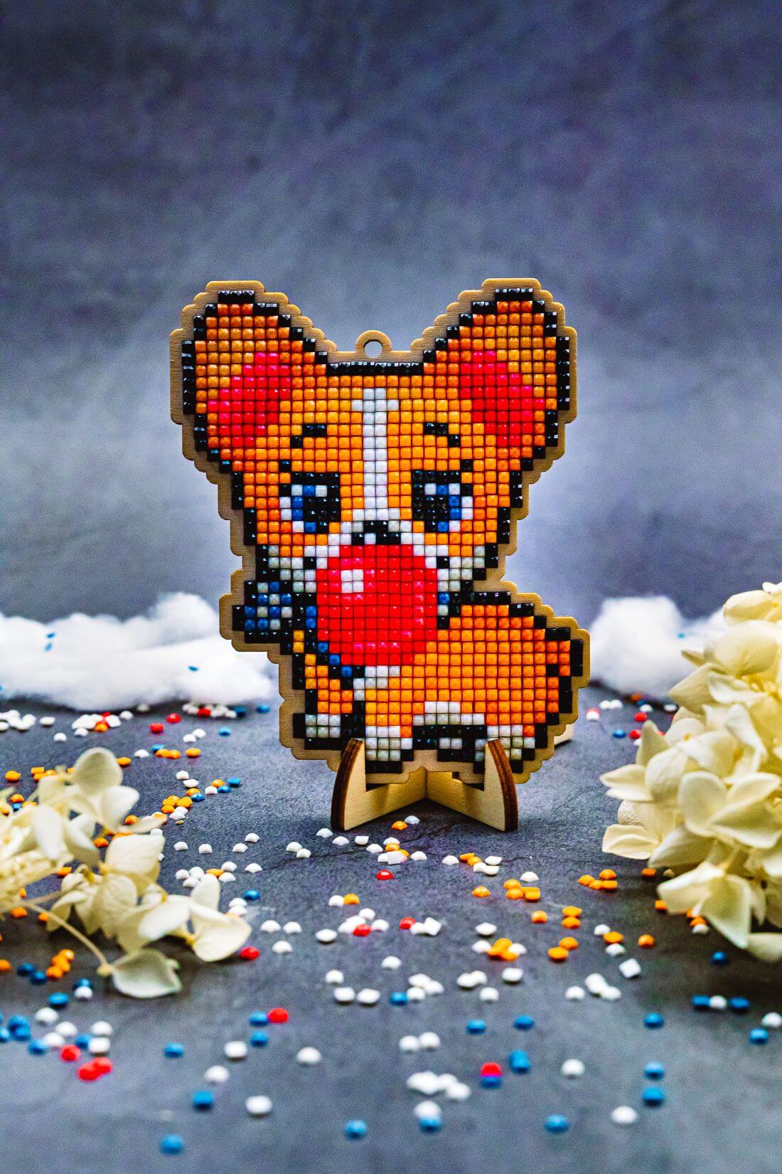 Diamond painting - U11e - Pendant "Joyful corgi" Image 2