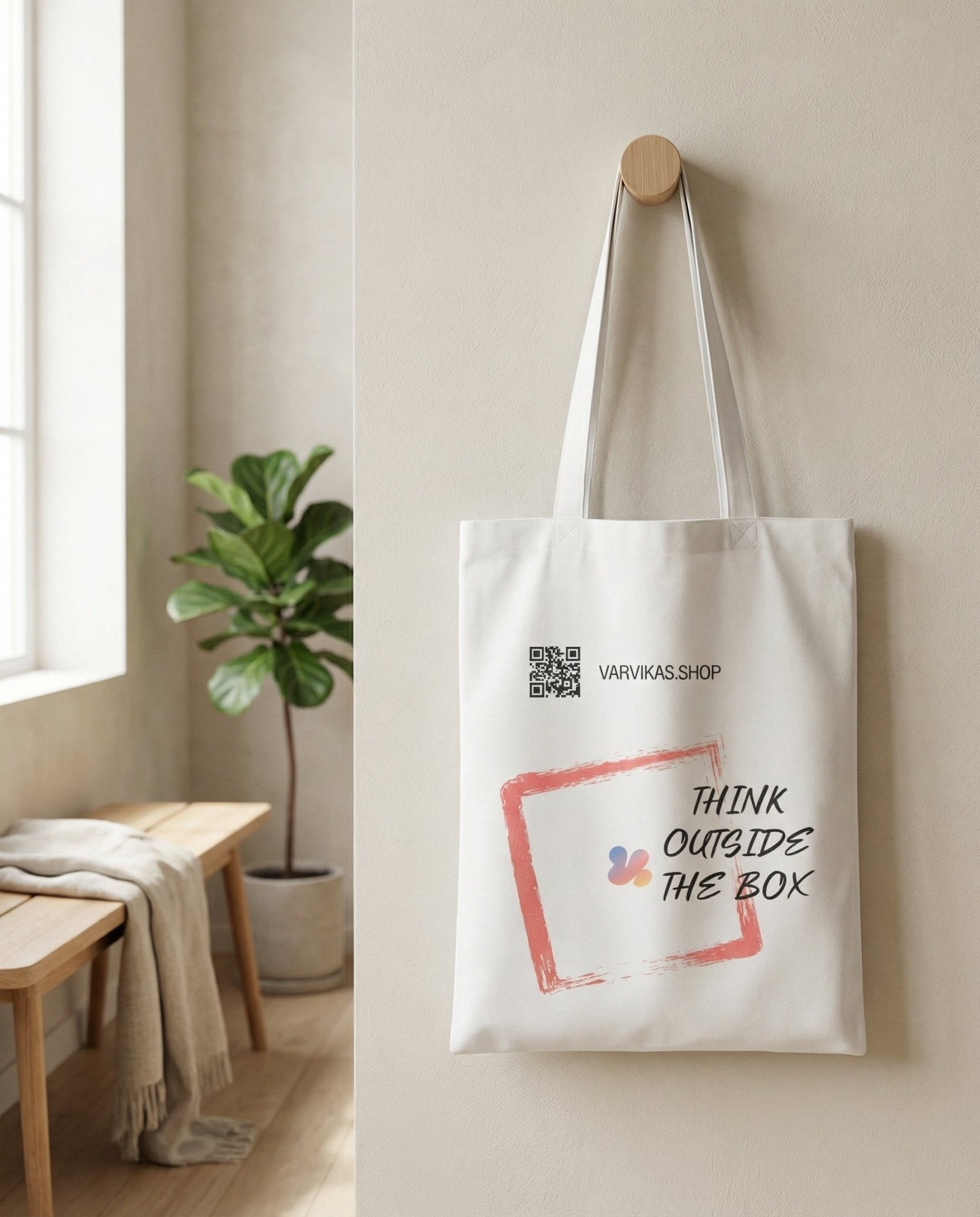 Canvas Tote Bag “Think outside the box” – Accessories | Varvikas.Shop