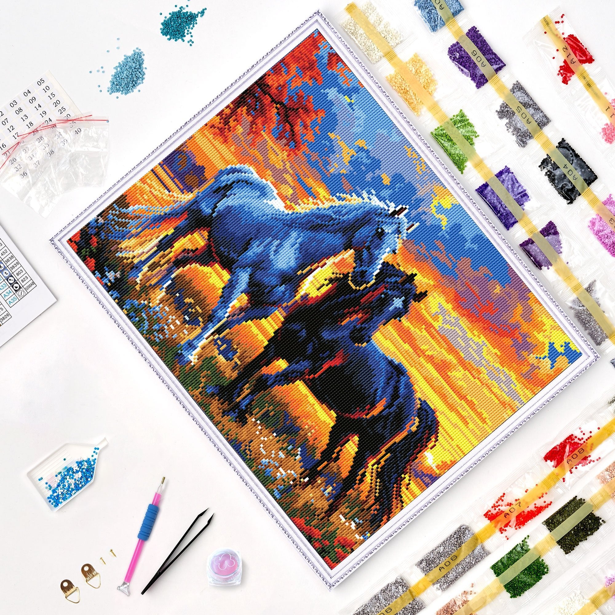 Diamond Painting - LG393e - Sunset Stallions – Diamond painting | Varvikas.Shop