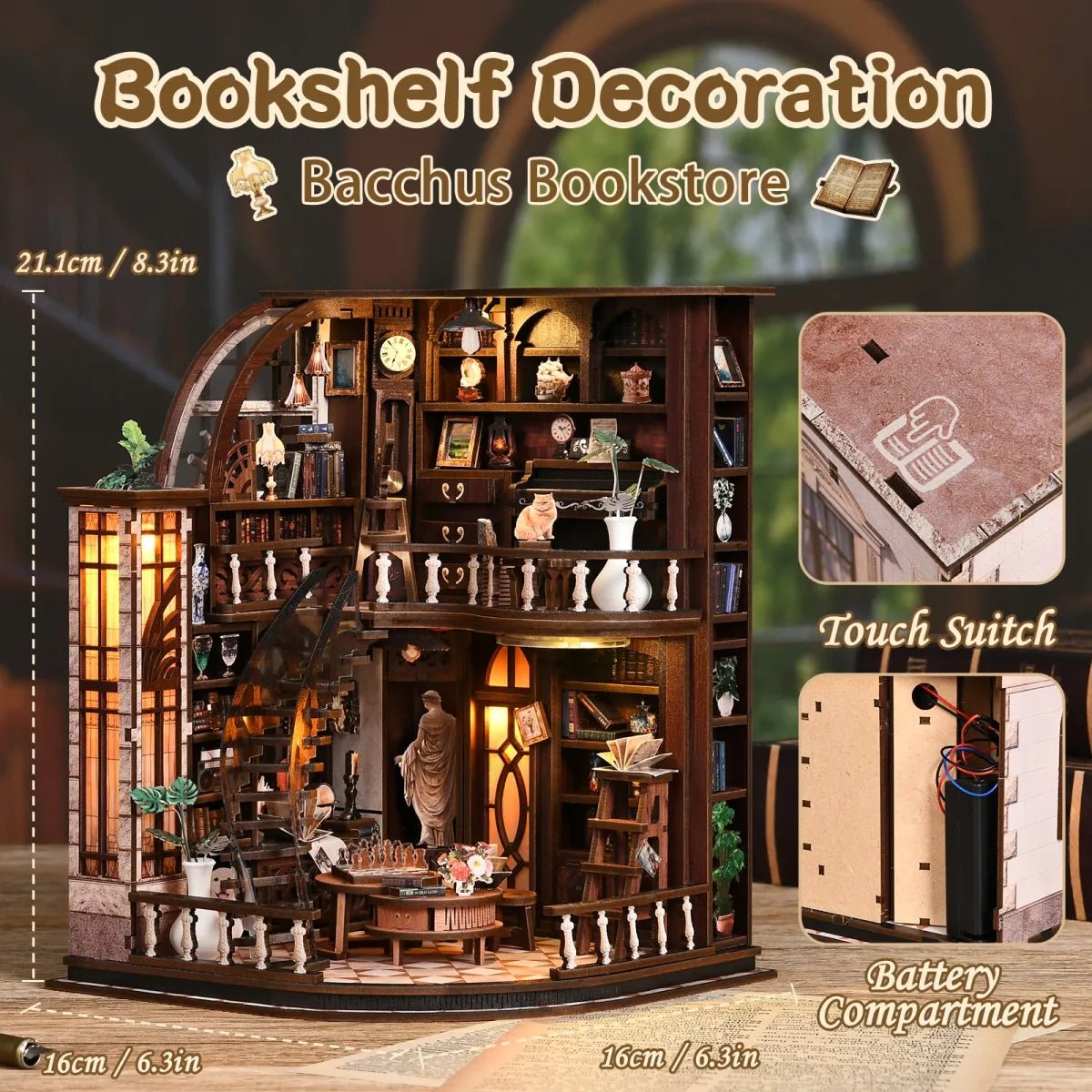 DIY Book Nook Kit (RoomBox), Bacchus Bookstore (AW02005) – Roombox | Varvikas
