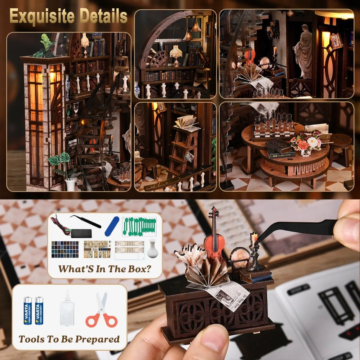 DIY Book Nook Kit (RoomBox), Bacchus Bookstore (AW02005) – Roombox | Varvikas