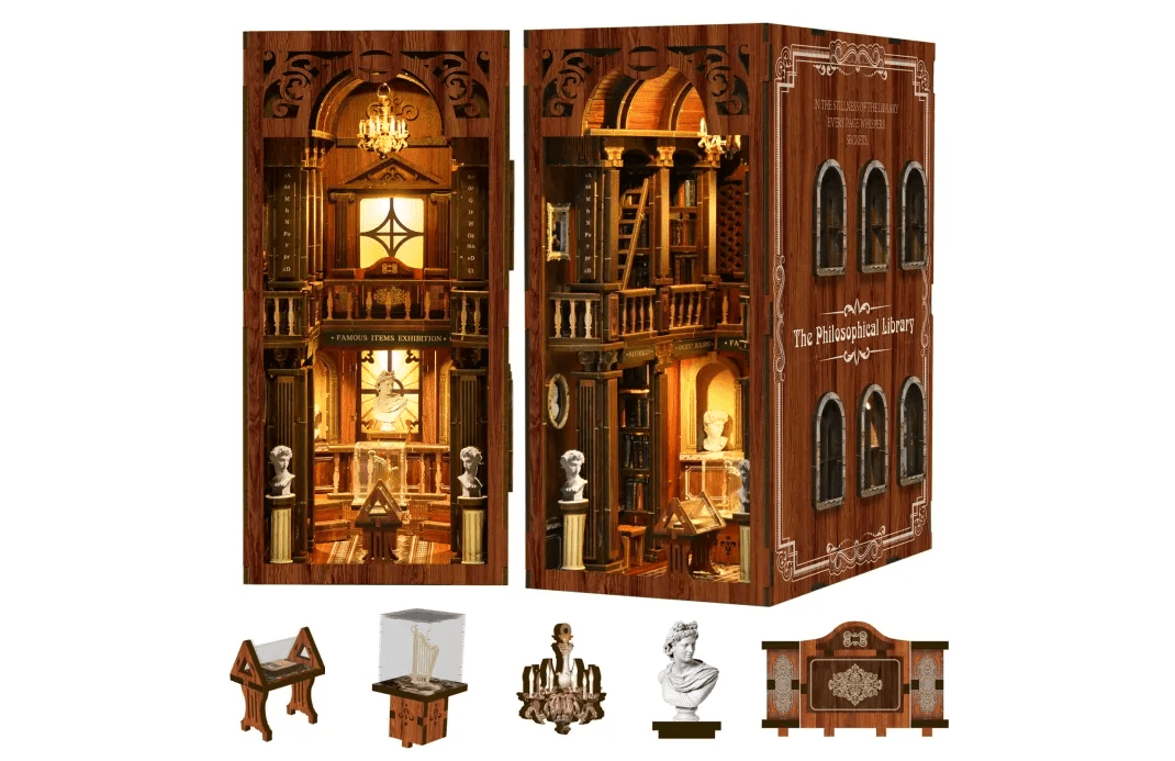 DIY Book Nook Kit (RoomBox), The Philosophical Library (BV02014) – Roombox | Varvikas