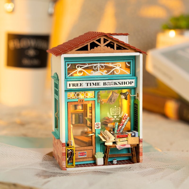 DIY Miniature House Kit (RoomBox) | Free Time Bookshop (RDS001e) – Roombox | Varvikas.Shop