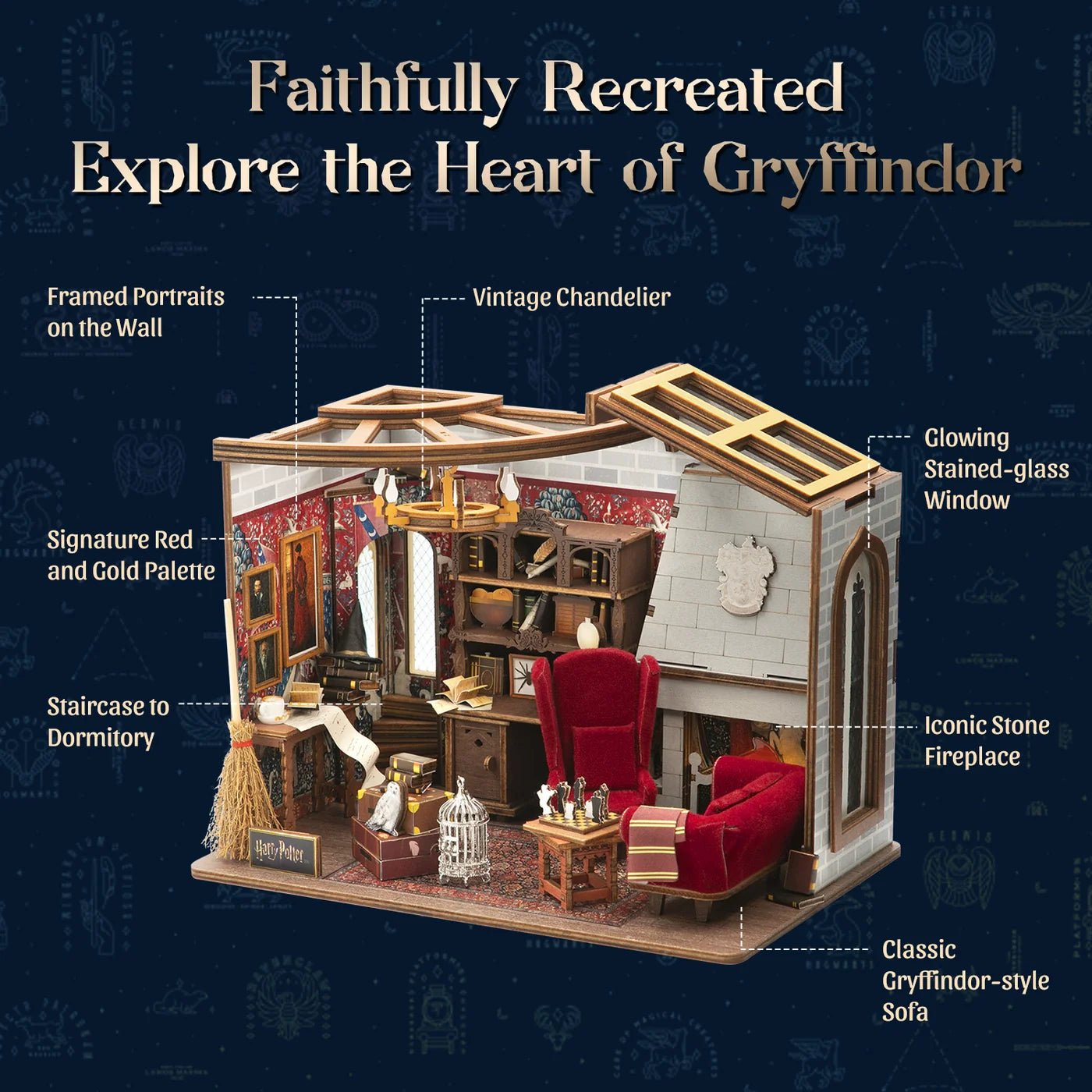 DIY Miniature House Kit (RoomBox), Gryffindor Common Room (1621) – Roombox | Varvikas