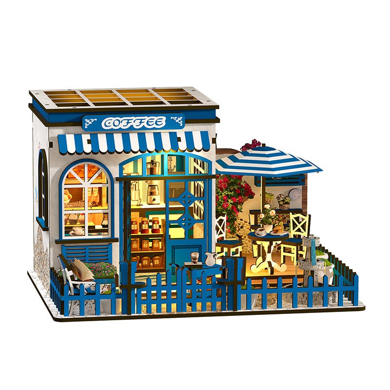 DIY Miniature House Kit (RoomBox), Santorini Sunshine Cafe (AW02 - 002) – Roombox | Varvikas.Shop