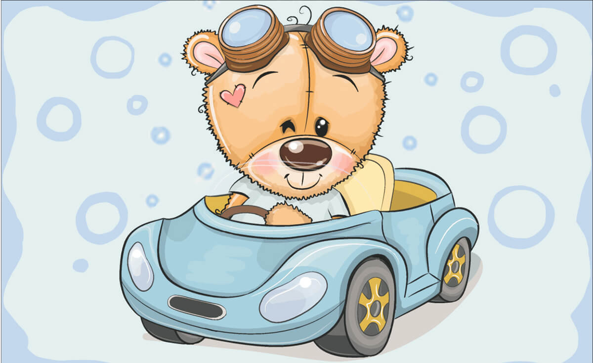 Diamond painting - LC029e - Teddy Bear in a Car Image 1