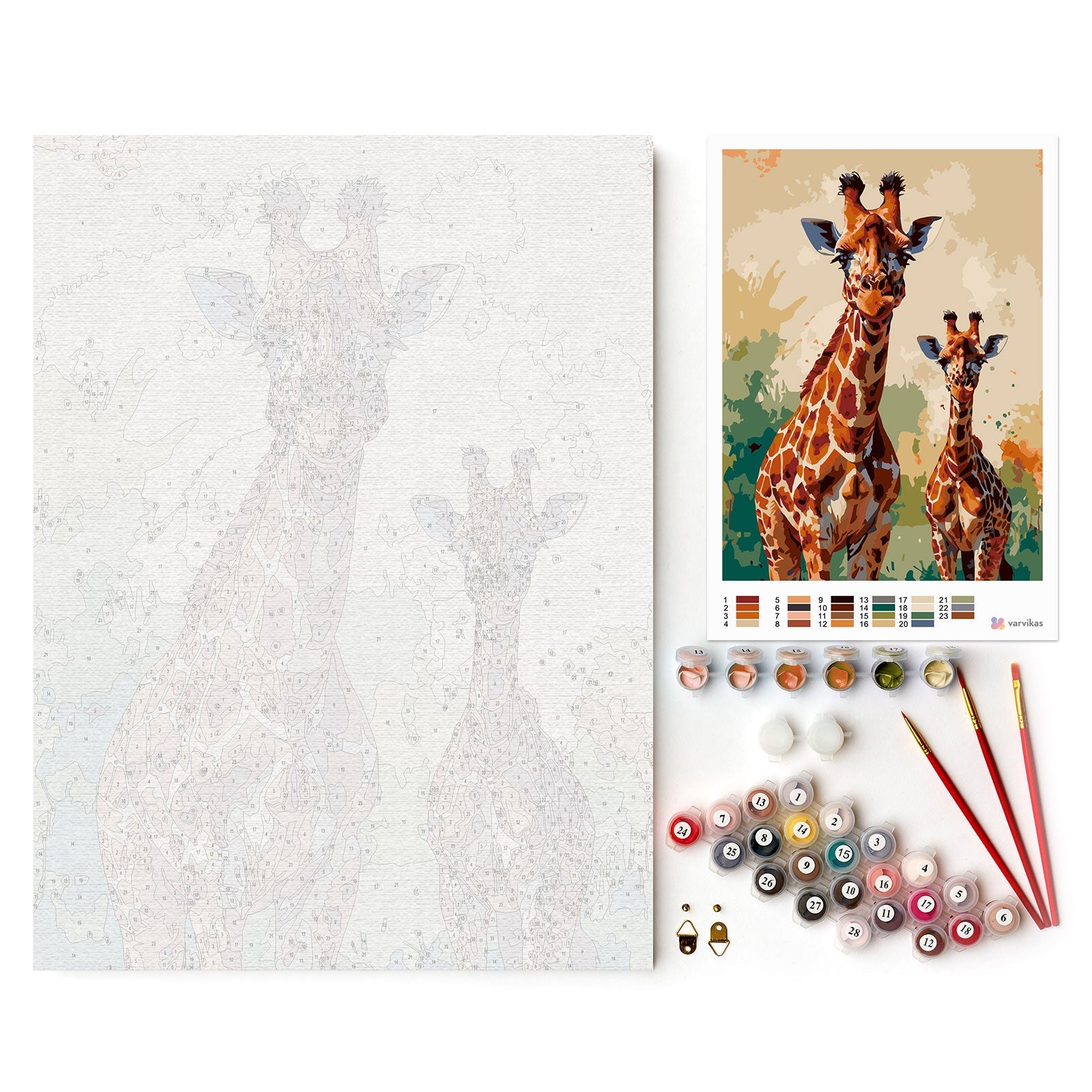 ME1182e - Watercolor Giraffes – Painting by numbers | Varvikas.Shop