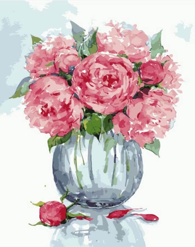 Painting by numbers - MG2065e - Gentle peonies Image 1