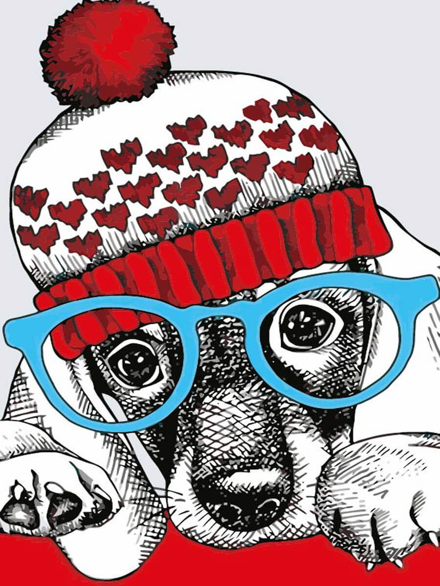 Paint by Numbers 20x30 cm | Fashionable dog (MC1079e) – Painting by numbers | Varvikas.Shop