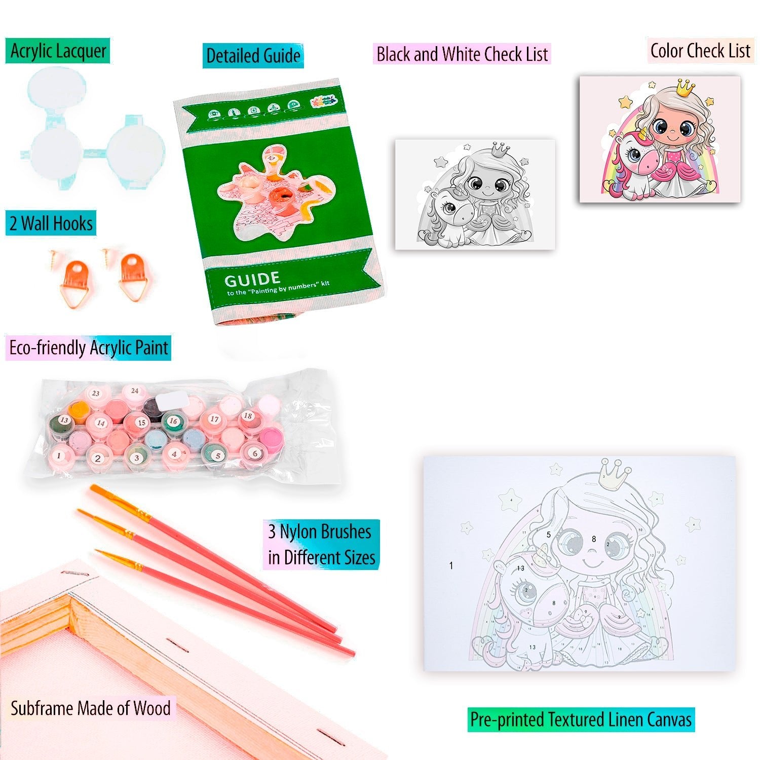 Paint by Numbers 20x30 cm | Little Princess with a Unicorn (MC1095e) – Painting by numbers | Varvikas.Shop