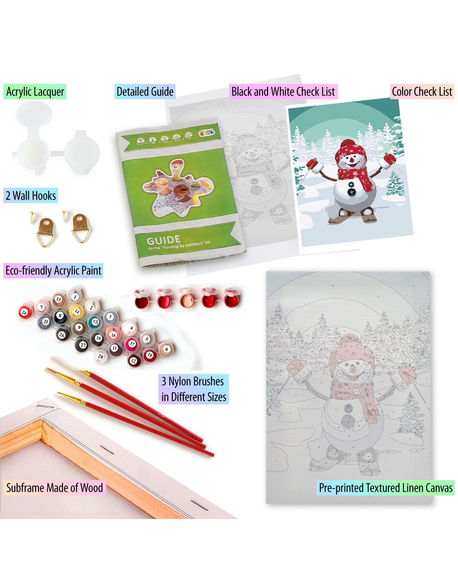 Paint by Numbers 20x30 cm | Skiing Snowman (MC1049e) – Painting by numbers | Varvikas.Shop