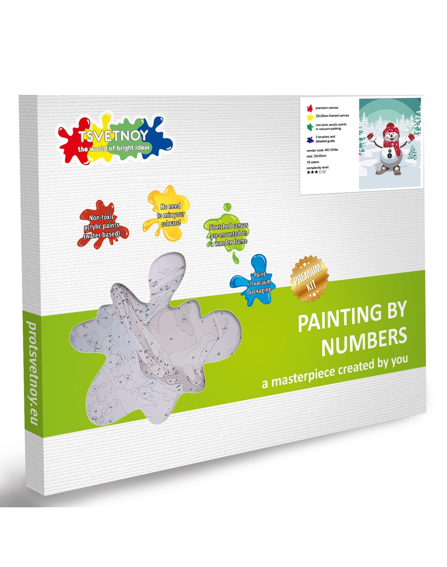 Paint by Numbers 20x30 cm | Skiing Snowman (MC1049e) – Painting by numbers | Varvikas.Shop