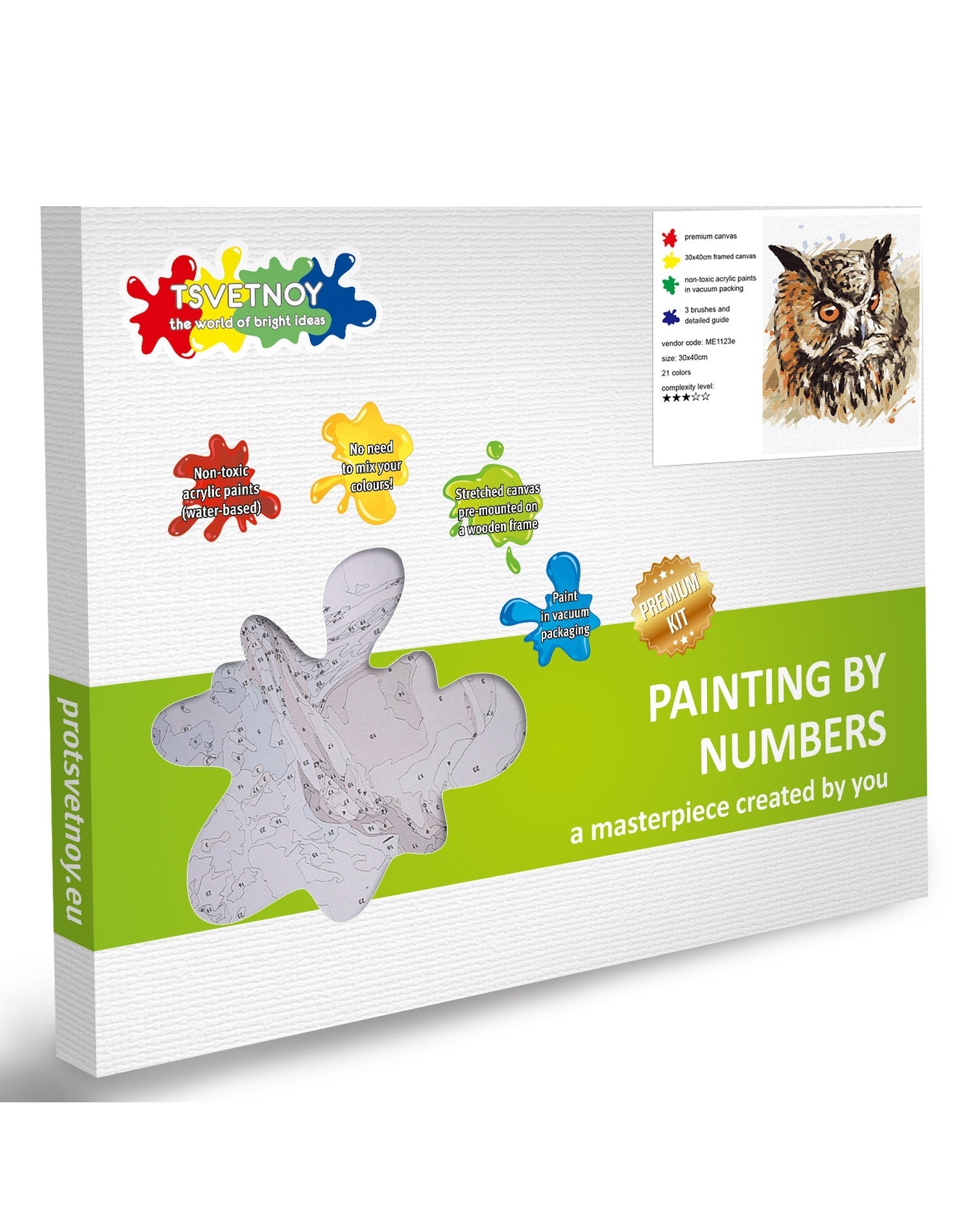 Paint by Numbers 30x40 cm | Owl Face (ME1123e) – Painting by numbers | Varvikas.Shop