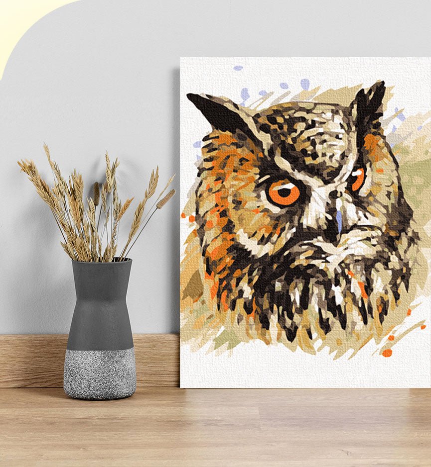 Paint by Numbers 30x40 cm | Owl Face (ME1123e) – Painting by numbers | Varvikas.Shop